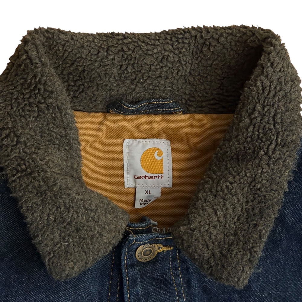 Carhartt Full Swing Chore Coat Denim Sherpa Fleece Lined Jacket XL Blue Great - Picture 7 of 14
